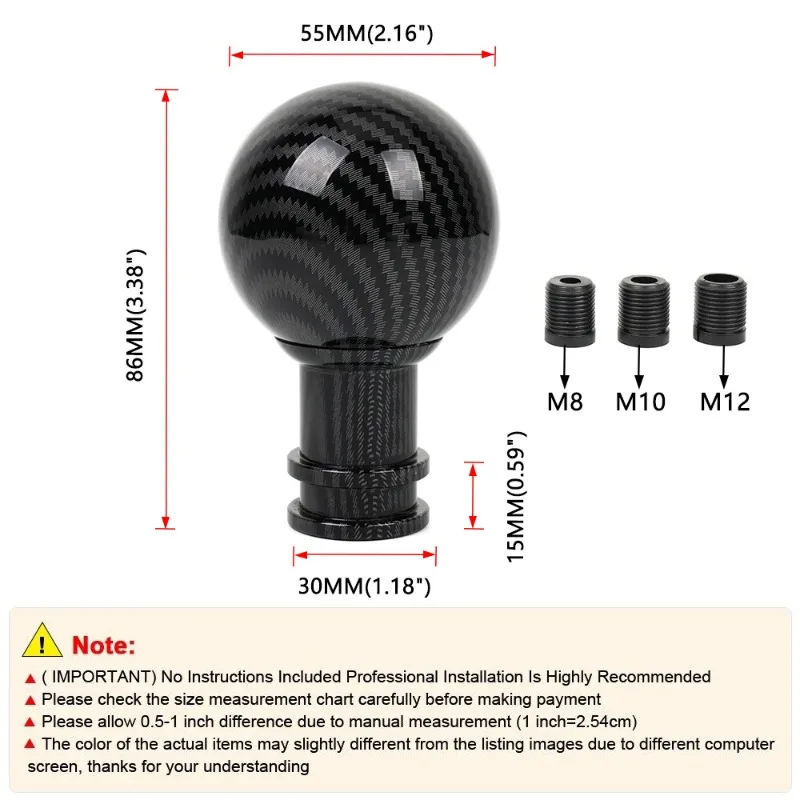تعديل السيارة الملحقات 86 مللي متر جرافيتي مستديرة أكريليك والعتاد رئيس والعتاد التحول كرة اليد التحول مقبض عالمي
