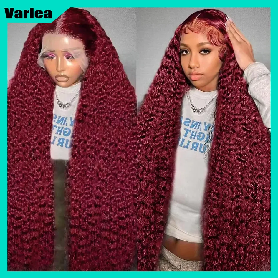 Varlea Water Wave 99 J Burgundy 13x4 Lace Front Human Hair Deep Wave Frontal Wig 13x6 Hd Lace Colored Curly Wigs Brazilian