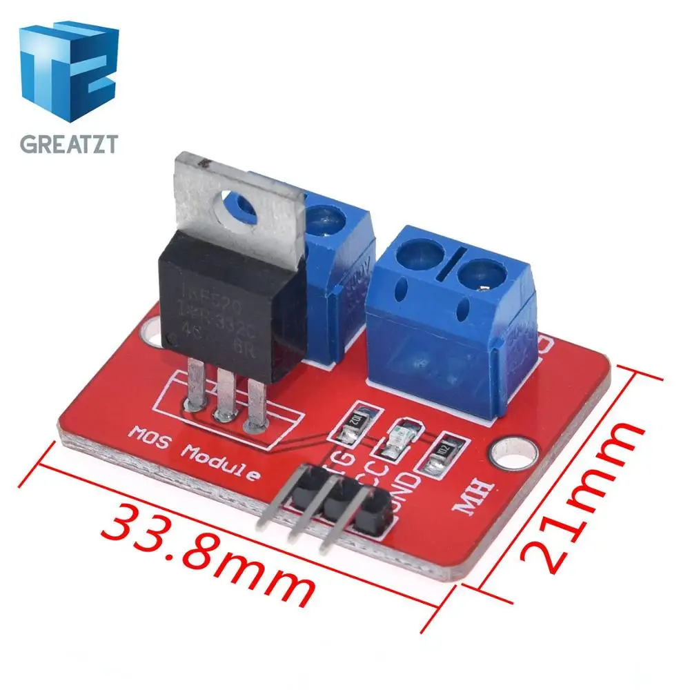 GREATZT Smart Electronics 0-24V Top Mosfet Button IRF520 MOS Driver Module for MCU ARM Raspberry Pi for arduino DIY Kit