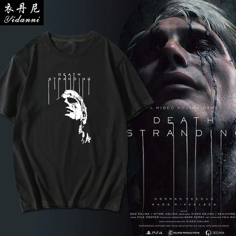 

2025Death Stranding Game Периферийная футболка с коротким рукавом для мужчин и женщин, унисекс, черный топ с короткими рукавами и графикой