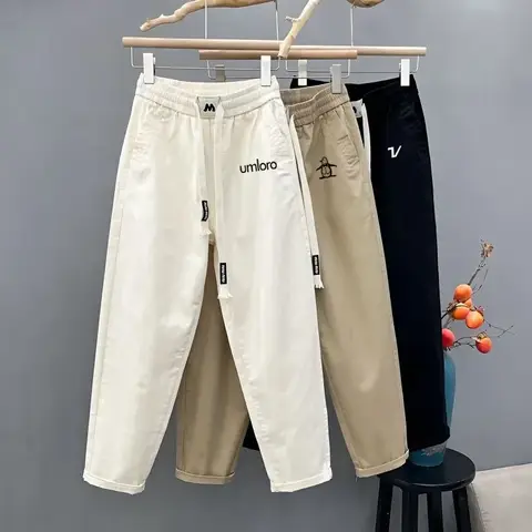 한국어 럭셔리 골프 바지 여성 골프 착용 2025 봄 새로운 바지 탄력 높은 허리 스트레이트 캐주얼 바지 여성 골프 의류