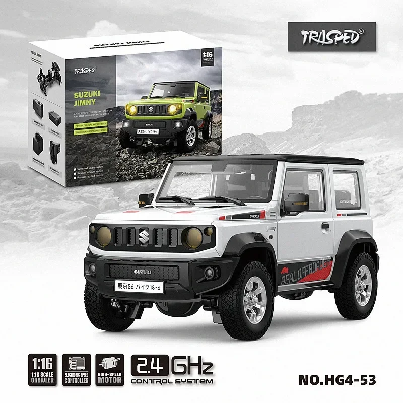 1/16 RC Car Rock Crawler 4WD Off-Road Climbing Truck LED Light Simulated Sound RTR JIMNY Remote Control Vehicle Toys for Boys