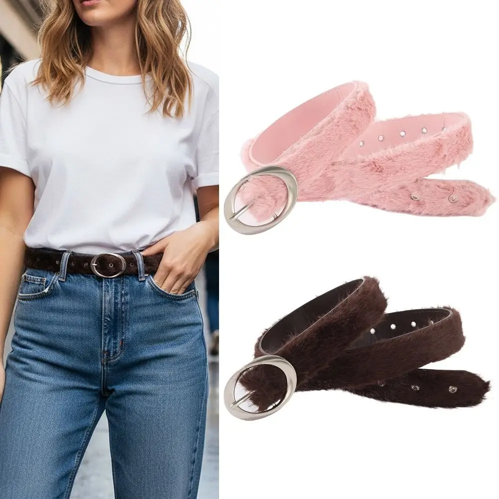 Ceintures en fausse fourrure pour femmes, Design rétro tendance, luxe, Punk, Y2K, assorties avec tout, à la mode