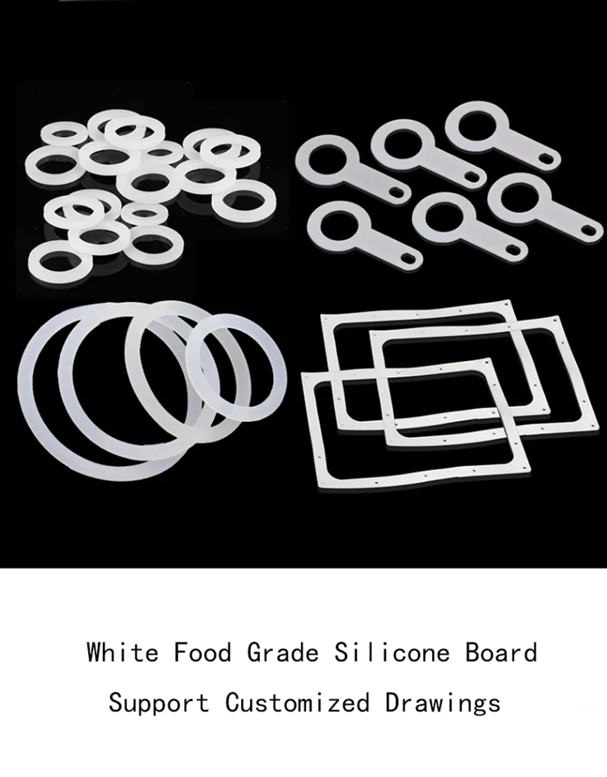 White Heat-resistant Food Grade Silicone Sealing Ring Strip With Soft Plastic Gasket Thickness of 0.5-5mm