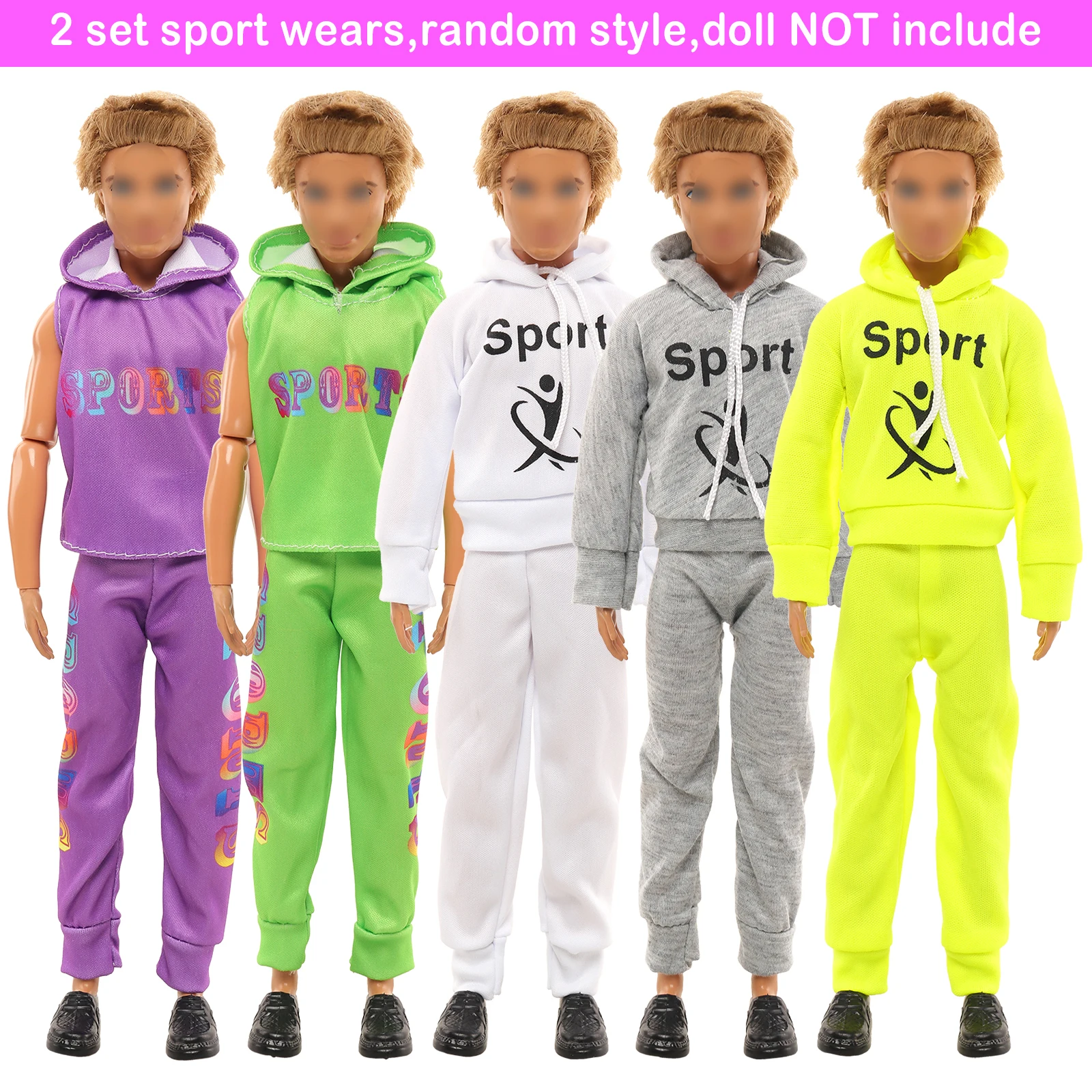 Barwa 16 Pcs 30Cm Voor Ken Pop Mode Kleding En Accessoires = 1 Pak + 2 Sets Hooded Sport Set Cadeau Voor Kinderen 3 Tot 8