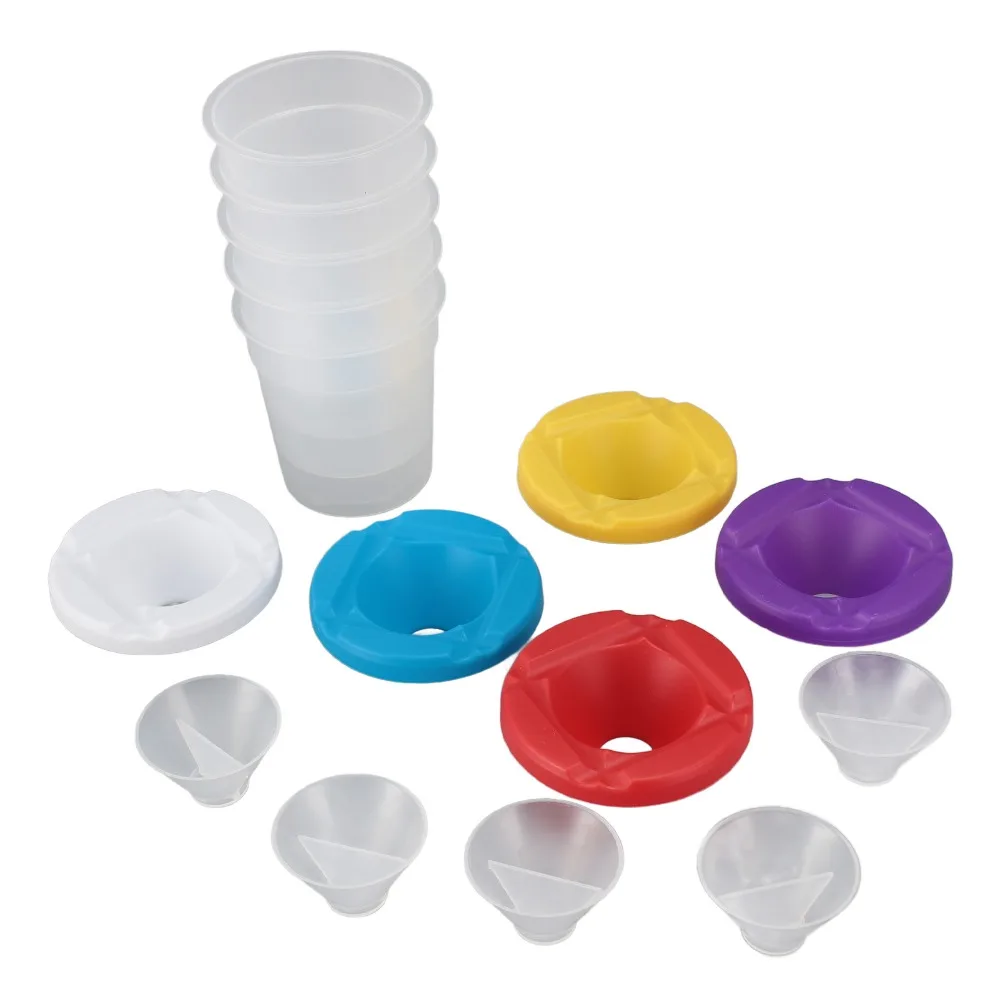 5pcs Colored Lids Spill Proof Paint Cups Flip Open Lids Multipurpose Design Paint Containers Pen Washing Cup Arts And Crafts