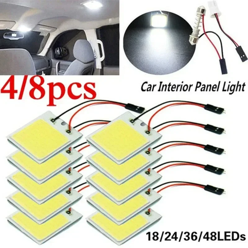 COB 자동차 인테리어 패널 LED 조명 전구, 자동차 돔 라이트, 자동차 인테리어 액세서리, 18 24/48 SMD T10, 4W, 12V, 4 개