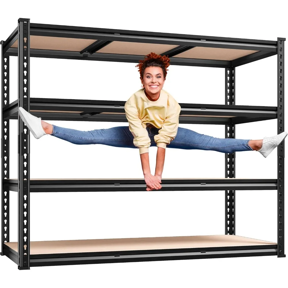 

48" W Garage Shelving Heavy Duty, 2000LBS Storage Shelves, 4 Tier Adjustable Metal Shelves for Garage Shelving Sturdy Industria