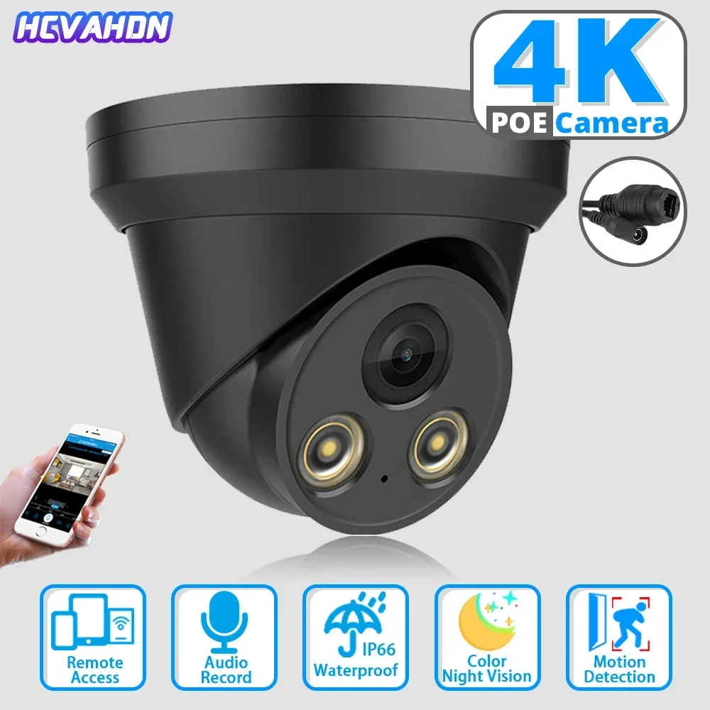 

Ultra HD 4K PoE IP Camera 8MP Outdoor Waterproof Metal Dome Surveillance IP Camera Color Night Vision Human Detect Remote Access