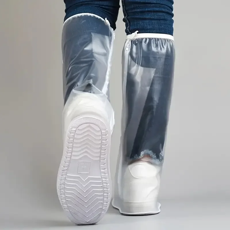 1 Paar High-Top-Unisex-Schuhüberzüge, wiederverwendbare PVC-Regenstiefelüberzüge, rutschfest, trocken bleiben, wasserdicht, stark, langlebig, Schnee und Schmutz – Detail 2