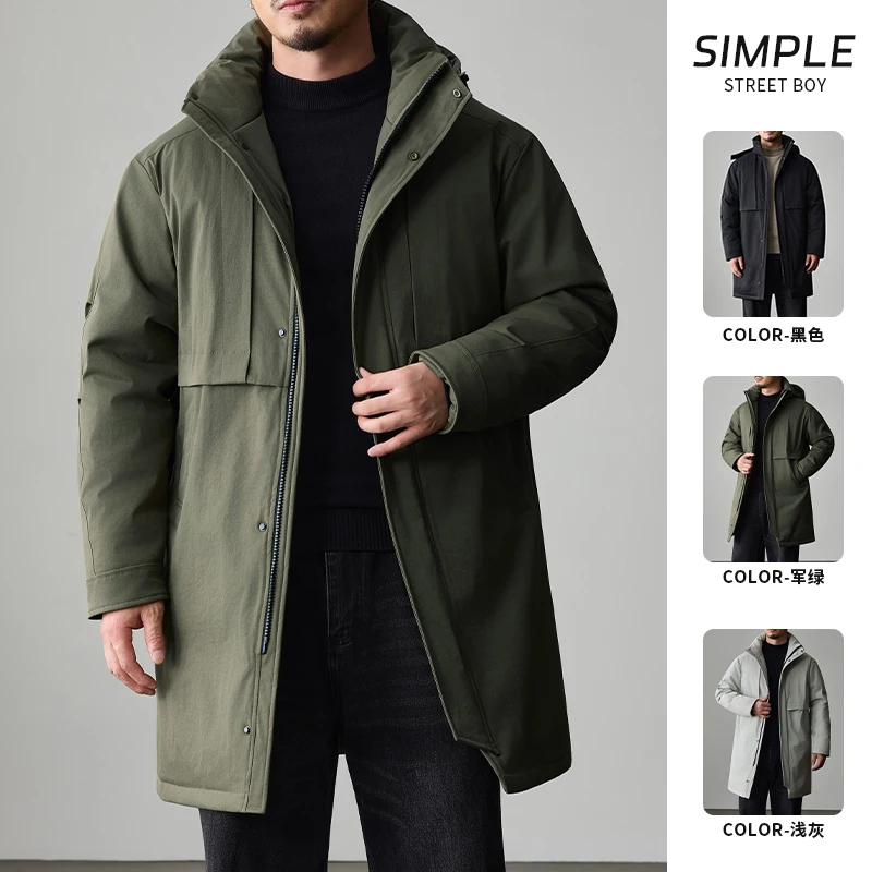 L-8XL Large Cotton Jacket 2025 Autumn/Winter New Men's Fashion Hooded Cotton Jacket Medium to Long with Thick Velvet for Warmth