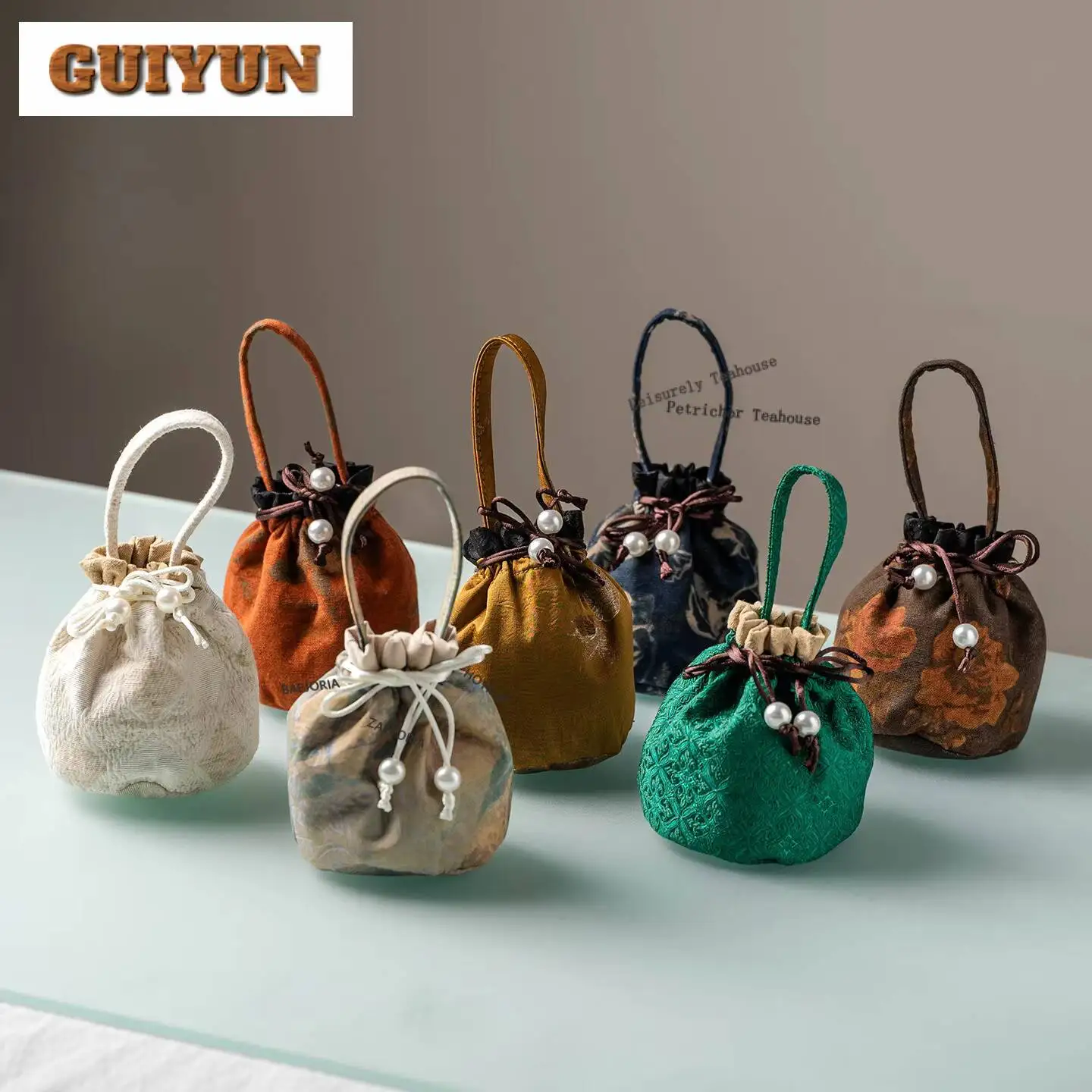 Thickened Cotton-linen Drawstring Tea Cozies Vintage Tea Cozy For Teapot Portable Bag Travel Tea Set Bag Cha Accessories