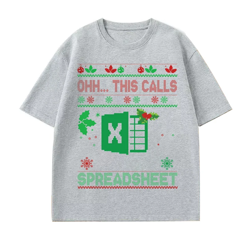 أوه هذه المكالمات لفرقة الموزعة عيد الميلاد سترة Excel تي شيرت Y2k مضحك الموزعة Excel عاشق مكتب الفكاهة عيد الميلاد قائلا المحملة