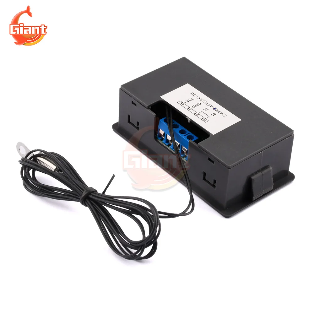 Imagem -05 - Mini Digital Controlador de Temperatura Incorporado Termostato Regulador Sonda de Metal à Prova d Água Ntc dc 5v 12v 24v