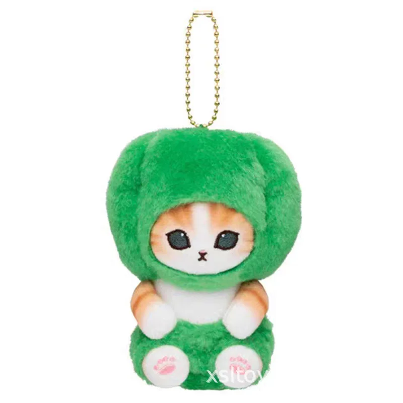 NEW Kawaii Vegetables And Fruits Shark Cat Plush Doll Keychain Cartoon Mofusand Pendant Anime Cross Dressing Doll Backpack Charm