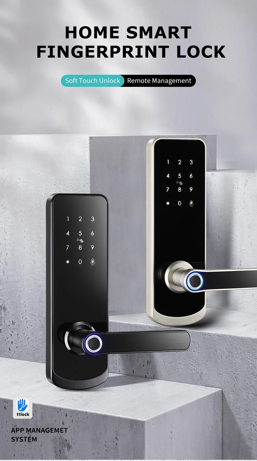 Serrure de porte biométrique extérieure intelligente, étanche, lecteur d'empreintes digitales, serrures de porte sans clé, électronique, application TTLock en aluminium