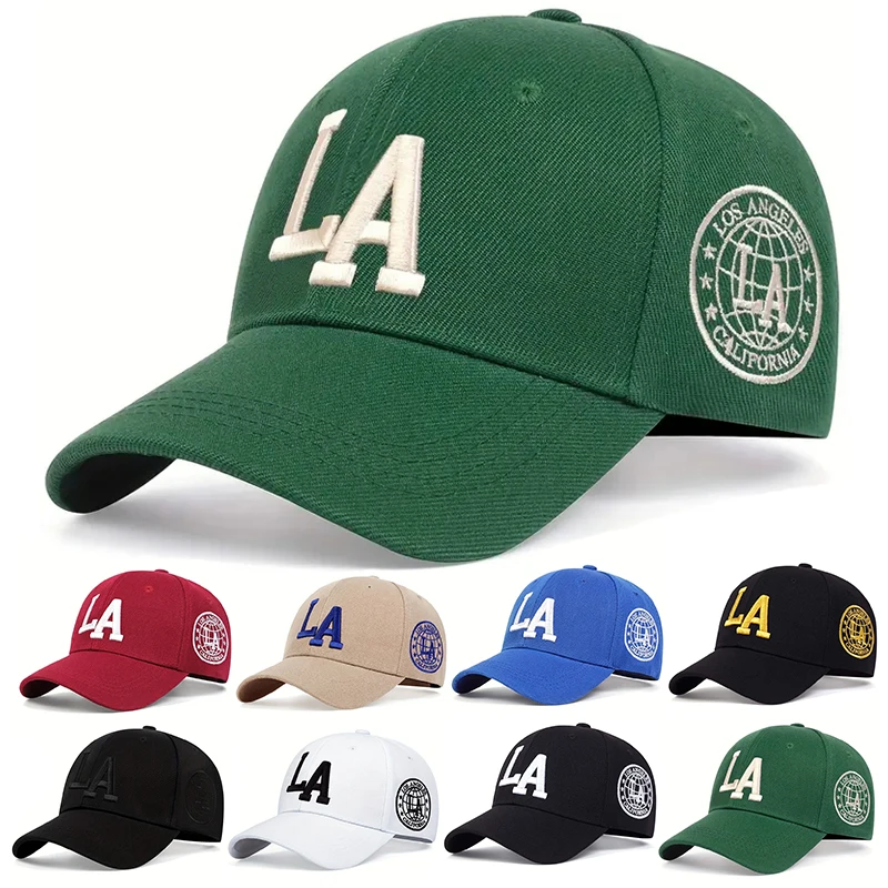 Gorras de béisbol con bordado de letras LA Unisex, gorras informales ajustables para exteriores, gorra con protección solar, gorra deportiva de Golf para primavera y otoño