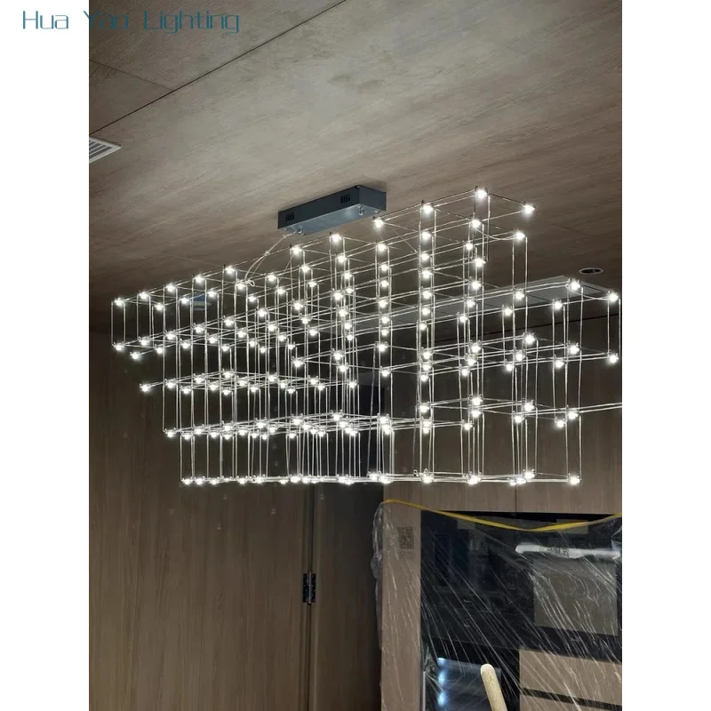 Nordic Restaurant Pendant Light Modern Simple LED Starry Sky Atmospheric Luxurious Creative Straight Strip Light