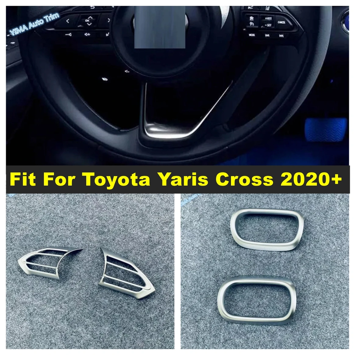 

For Toyota Yaris Cross 2020 - 2023 Steering Wheel Button Decor Frame Side Air Conditioning AC Outlet Vent Cover Trims Interior