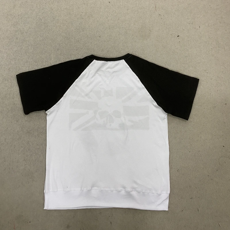 American retro patchwork skull print round neck short sleeved pullover, street fashion T-shirt, autumn top