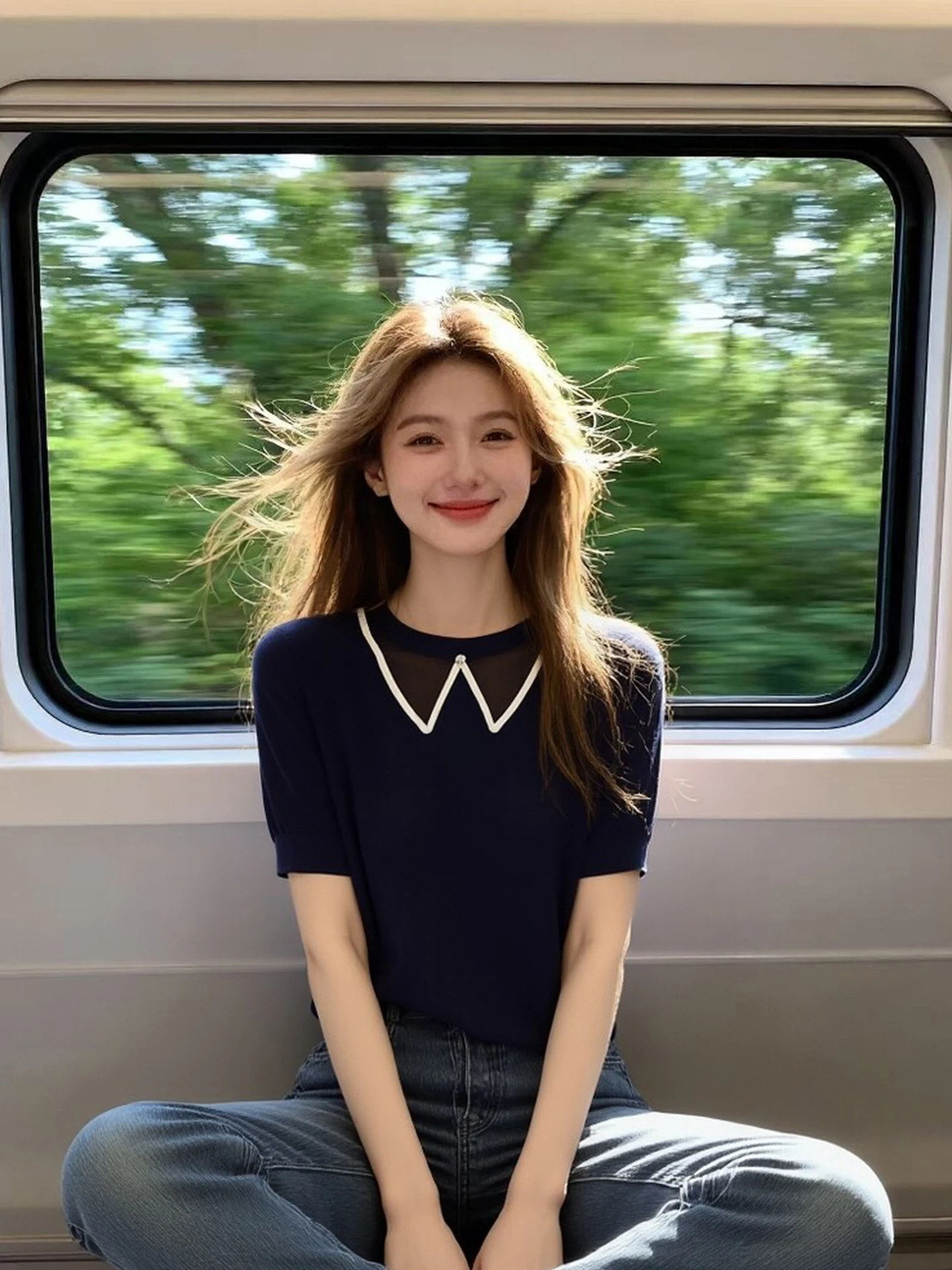 

Young College Sle Knitted ort Sve Base irt Women's Faion Commute Top Medium Softn Loose Fit Korean Version