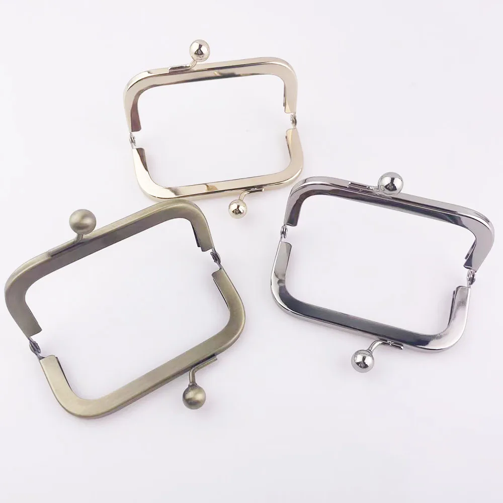 10Pcs 12cm  4 3/4inch Square Metal Smooth Bags Handle Purse Frame Kiss Clasp Women's Handbag Wallet DIY Handmade Bag Accessories