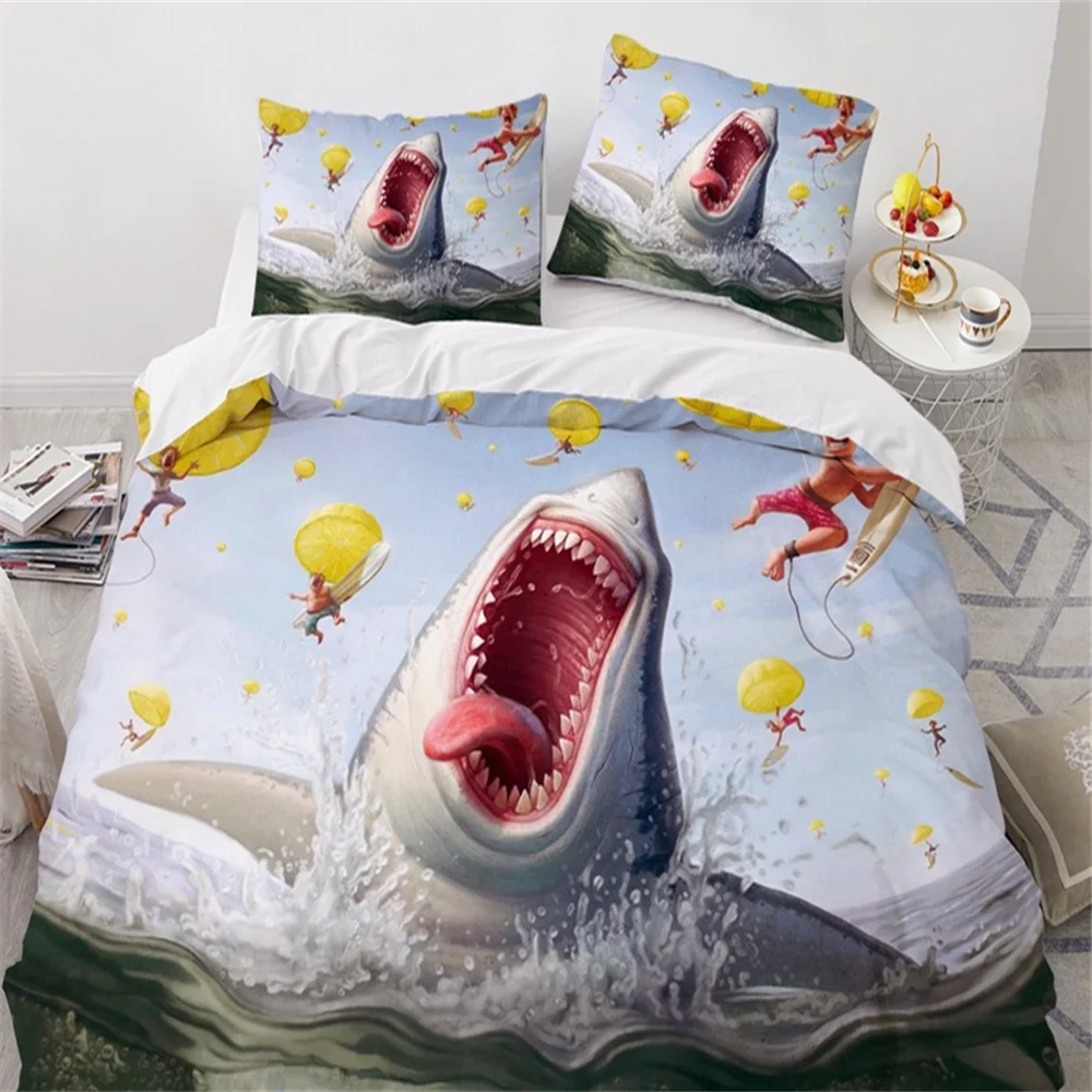 Fashion 3D Bedding Sets Sea Dolphin Blue Duvet Cover Set Cute Duvet Cover Pillowcase Luxury Home Texitle Queen Full Size 140x200