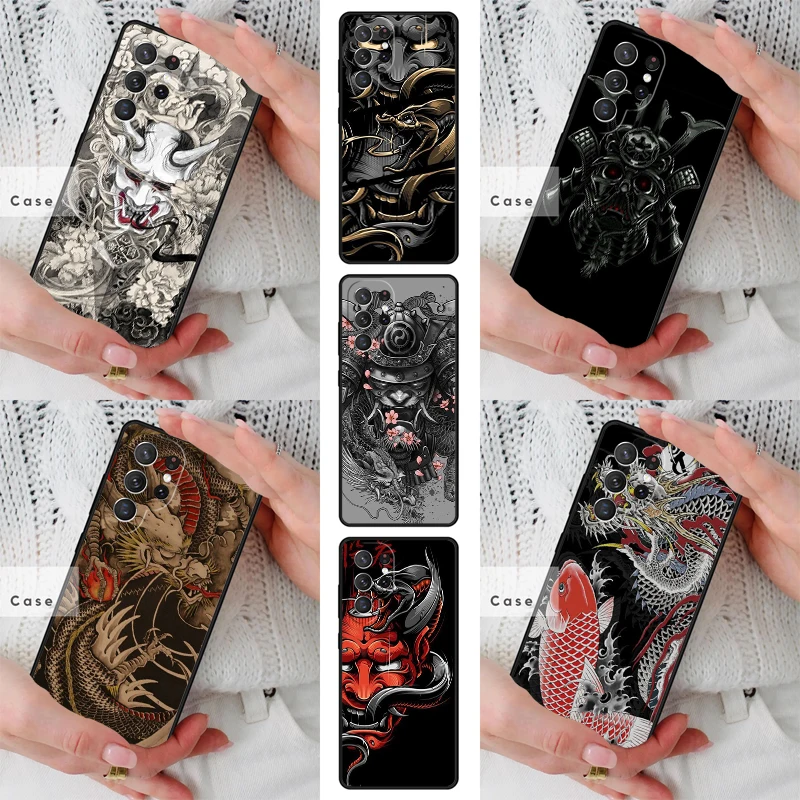 Japanese Hannya Mask TPU Phone Case for Samsung Galaxy S26 S25 S24 S23 S22 S21 S20 Note10 Plus FE Ultra Cover