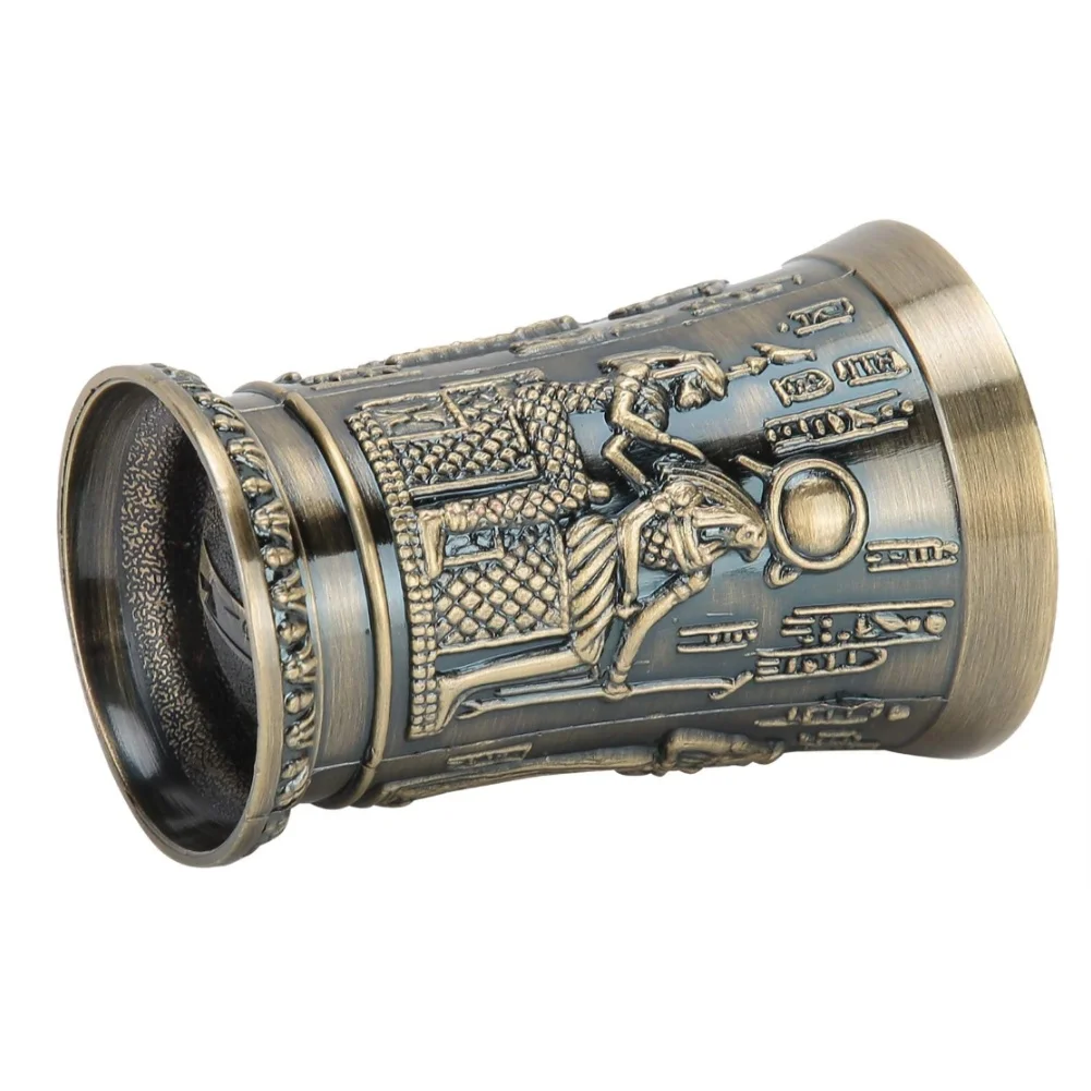 1pc Vintage Egyptian Style Shot Glass Zinc Alloy Cocktail Cup For Pharaoh Theme Bar Decor Luxury Drinking Accessories