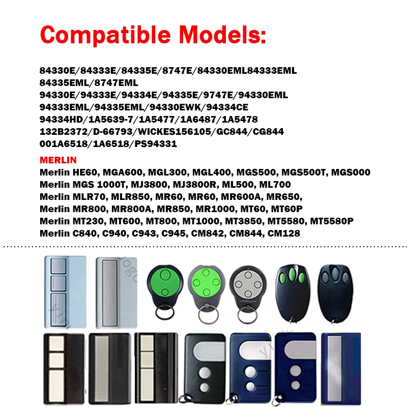 For 94335E 94334E 1A5639-7 Garage Remote Control MERLIN C945 C943 C940 C840 433.92MHz Electric Gate Remote Controller