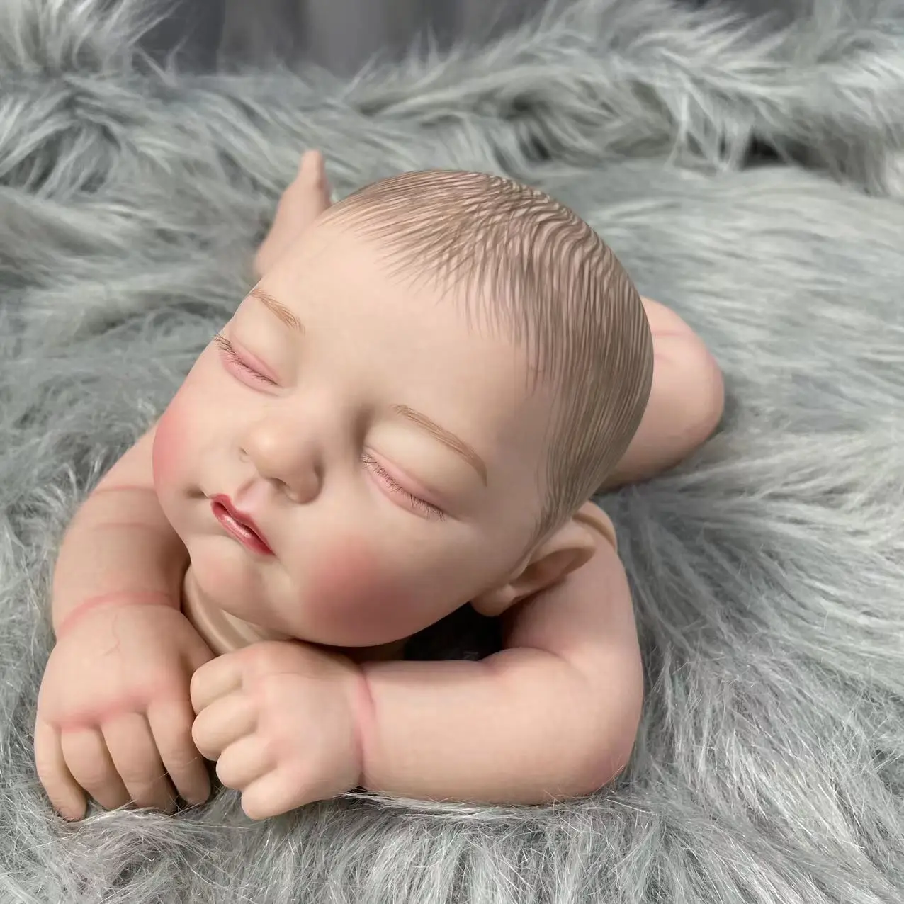 19 นิ้ว 3D ทาสีผิว Reborn Baby Kit Jamie ภาพวาดขั้นสูงคุณภาพสูงทําด้วยมือตุ๊กตาเด็กทารกชิ้นส่วนผ้า Body