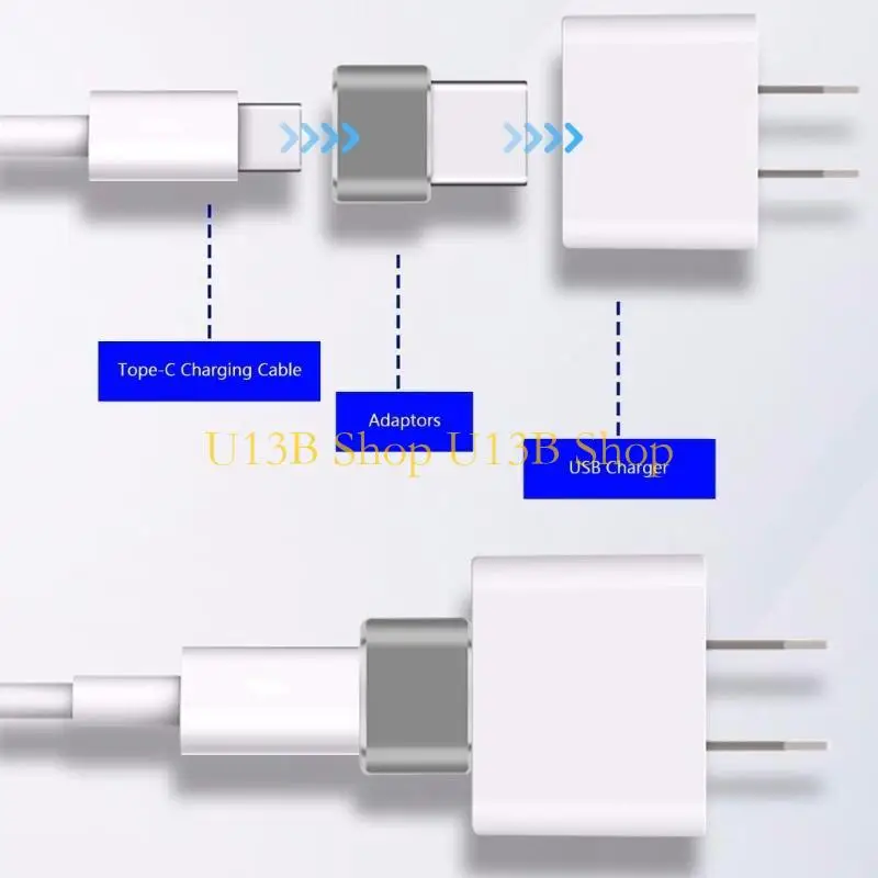 Adaptador carga teléfonos U13B USB2.0 a USB C Convertidor Soporte carga y transmisión para tabletas Caso