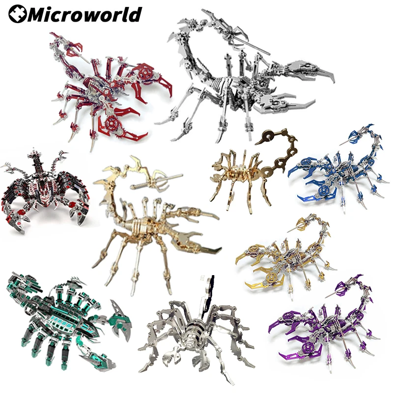 Microworld 3D 금속 퍼즐 다채로운 전갈 모델 동물 DIY 직소 십대 생일 선물 파티 게임, 데스크탑 장식 장난감