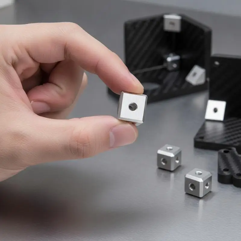 Aluminum Alloy Cube Angle Nut Set With High Precision Rust Resistant Surface Perfect For 3D Printer DIY Frame Assembly Projects