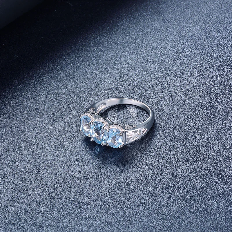 

Genuine Sky Blue Topaz 925 Sterling Silver Engagement Ring for Women Gift Natural Gemstone Wedding Jewelry Christmas Gift