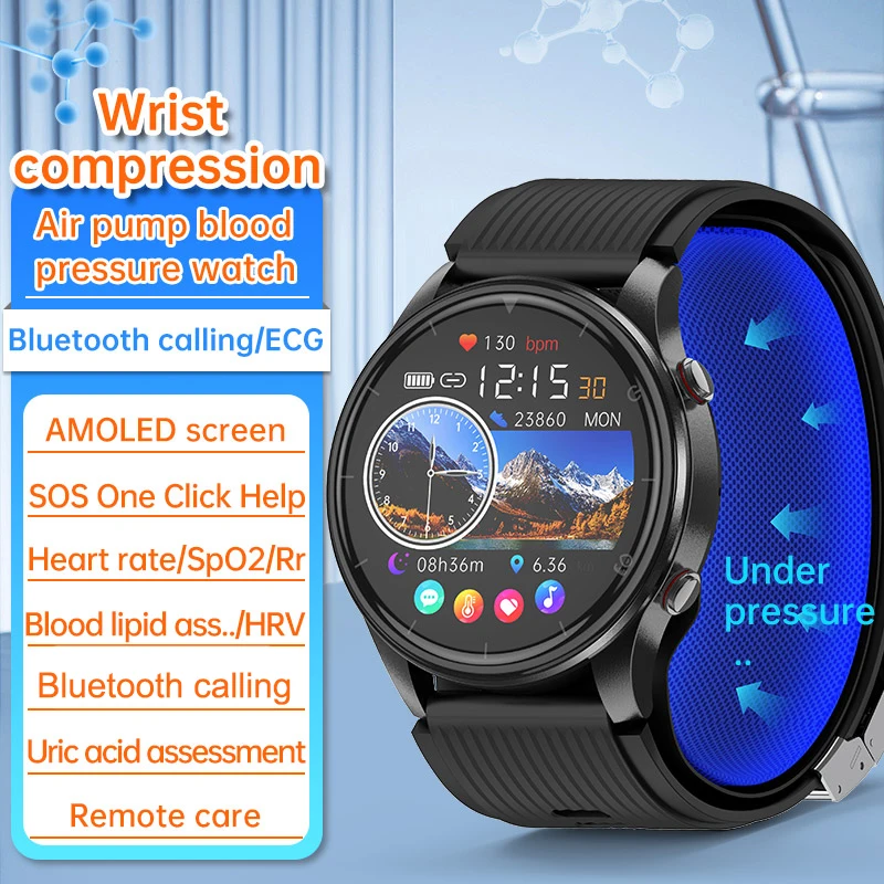 

2025 Новая подушка безопасности Артериальное давление Смарт-часы Кислород в крови ЭКГ Сердечный ритм Сон Мочечная кислота Липиды в крови Bluetooth Вызов SOS Часы