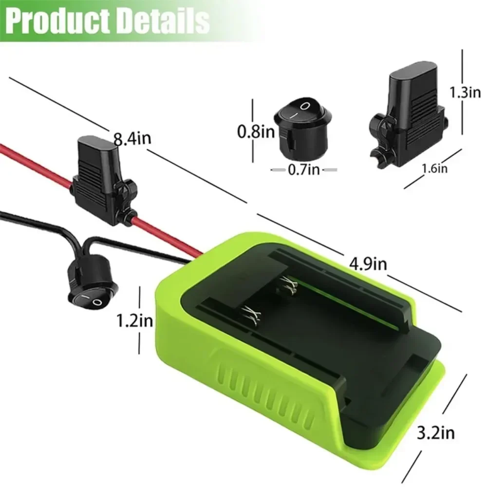 Imagem -06 - Roda Elétrica para Ryobi 40v Adaptador de Bateria de Lítio Conversor com Fusível e Interruptor 14 Awg Fio para Brinquedos de Carro rc Diy