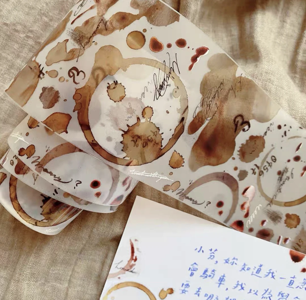 

Shiwu Studio Love Cocoa Coffee Stain Washi ПЭТ лента для изготовления карт DIY Скрапбукинг декоративная наклейка