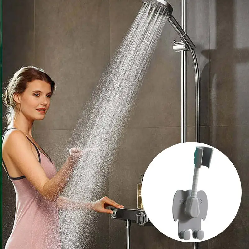 Adhesive Shower Head Holder Adjustable Shower Wand Holder With Hanger Hooks No Drilling Wall Mount Bracket For RV Kids Bathroom