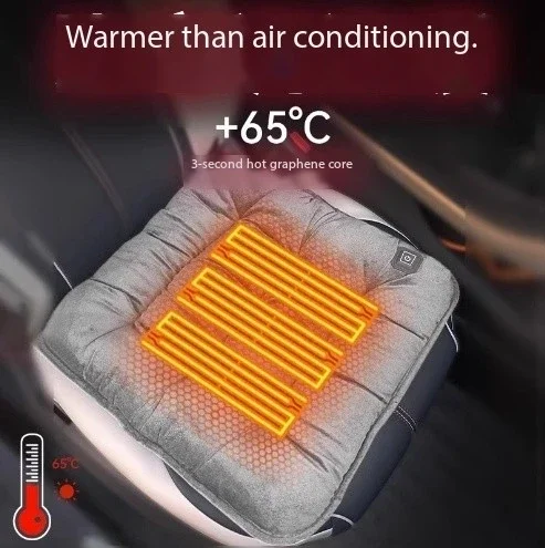 Graphene Car Heating Seat Cushion, Winter Plush Seat Cushion, 12V Car Universal Warm USB Electric Heating Single-chip Pad