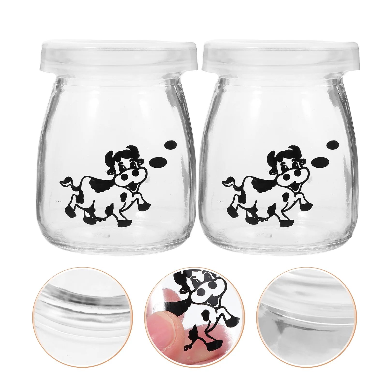 

12Pcs Pattern Transparent Glass Dessert Cups Yogurt Bottles for Baking Portable Mousse Pudding Containers Lovely