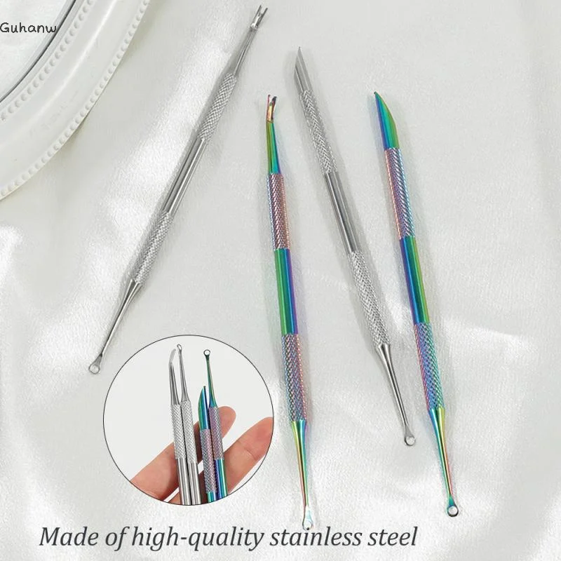 

Double Head Nail Circle Beveled Head Stainless Steel Cuticle Pusher Nail Art Sanding Tablet Manicure Sticks Tool For Salon Nails