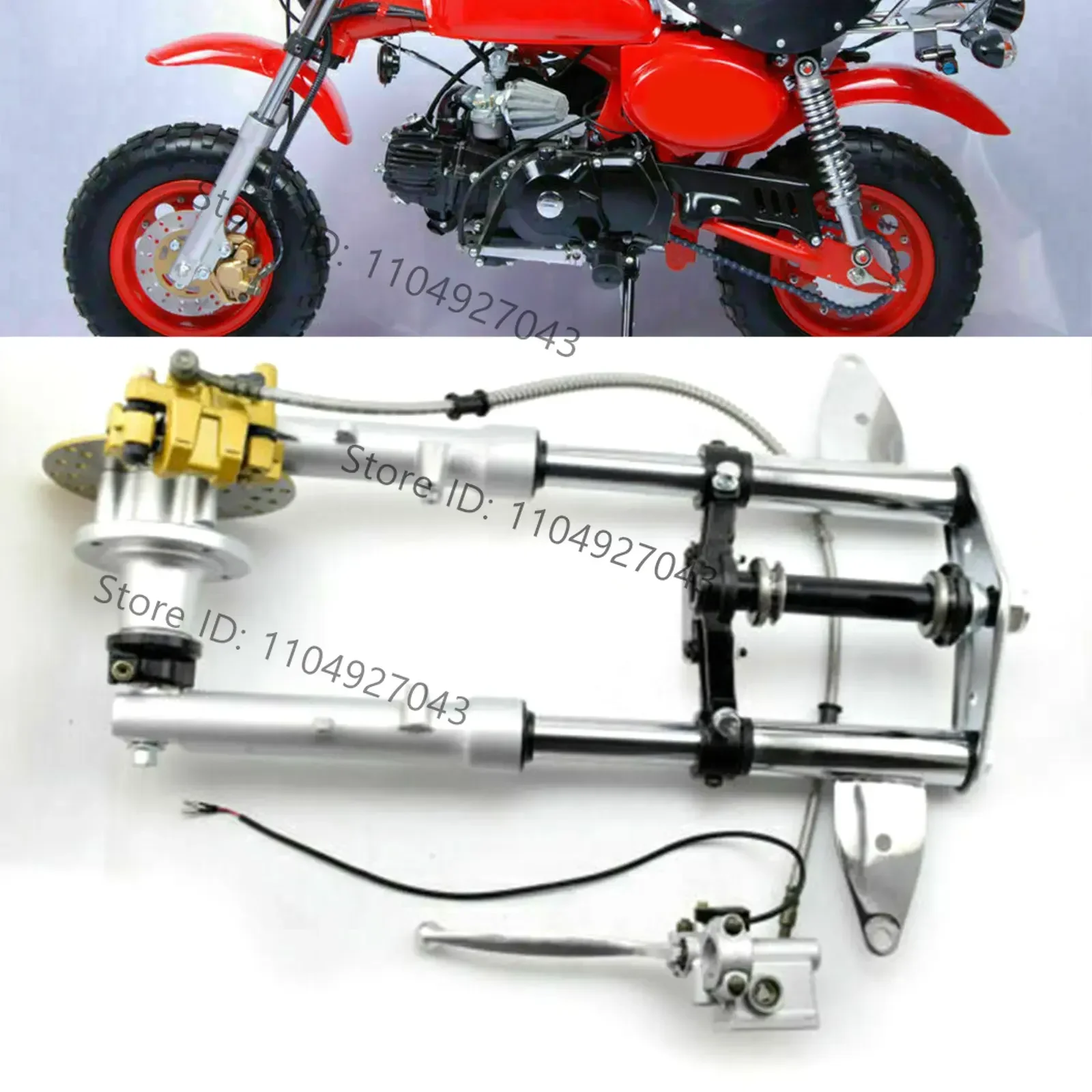 Motorcycle Front Fork Set & Brake Caliper Disc Assembly For Honda Monkey Bike Z50