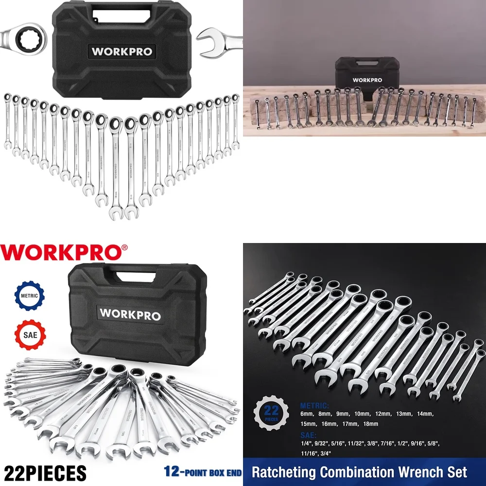 

Hand Tool Sets22-Piece Ratcheting Wrench Set CR-V 72-Tooth Metric SAE Combo
