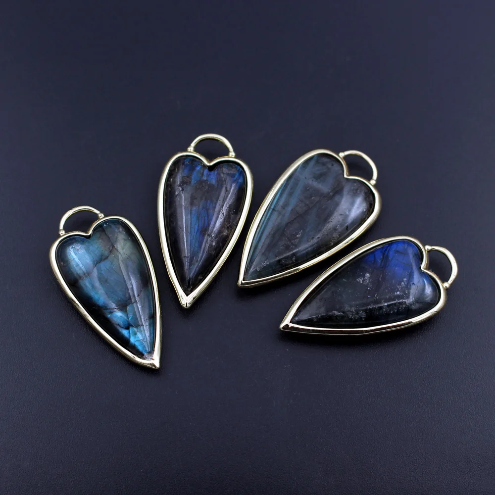 3pcs Gold Plated Arrow Shape Natural Stone Pendants Rose Quartz Amethyst Sun Stone Head Healing Point Pendant Charms