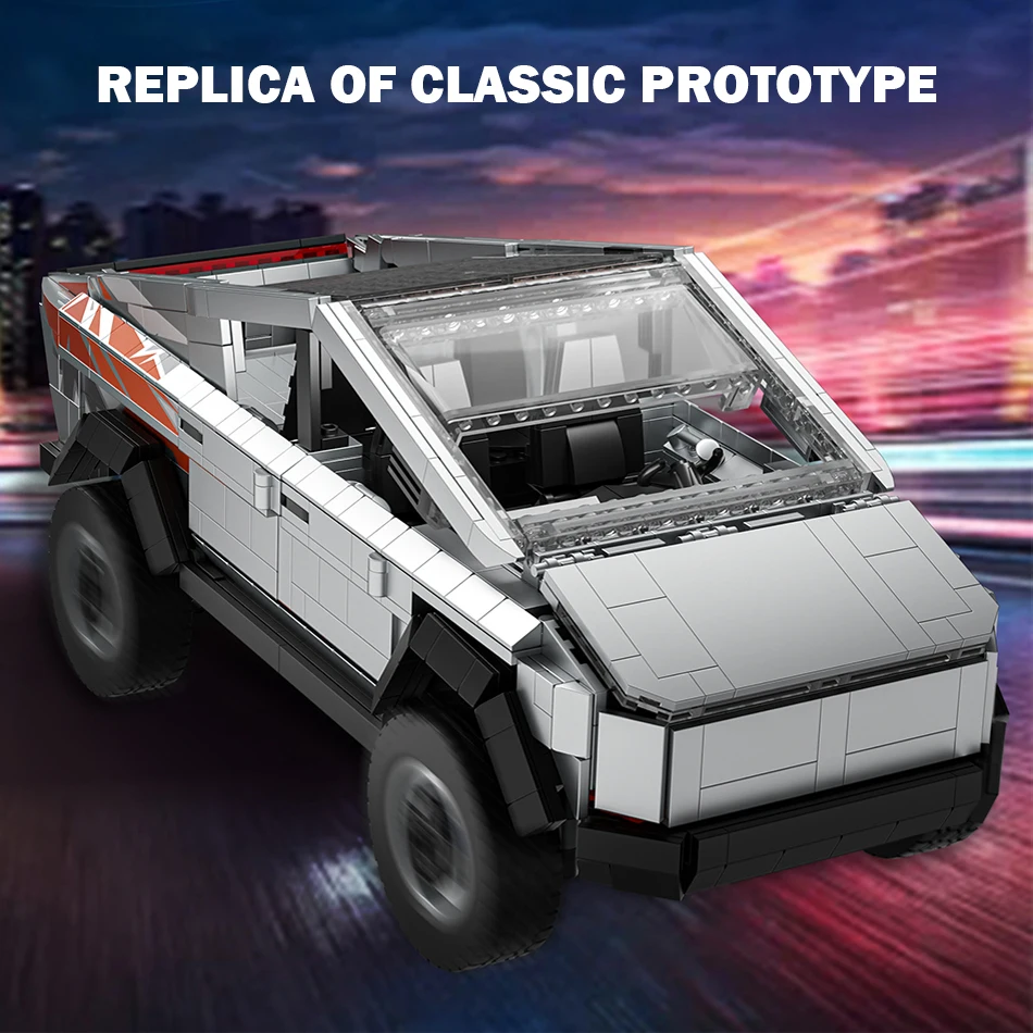 1067 PCS MOC Car Cybertruck City Speed Racer Building Blocks Bricks Technical Racing Vehicle Model Garage Toys for Kids Gifts