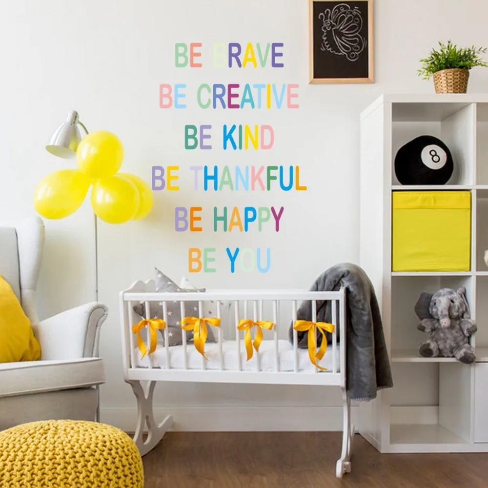 PVC Wall Sticker Decal Waterproof Material Pre-Cut Letters Motivational Wall Decal Self-Adhesive Backing Colorful