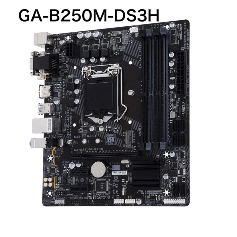 

Материнская плата для Gigabyte GA-B250M-DS3H с поддержкой Core 6th 7th CPU B250M DS3H, материнская плата, 100% протестировано, ОК, полностью работает, бесплатная доставка