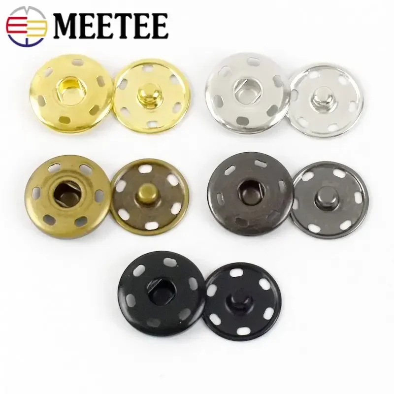 Meetee 50 set 8-30mm bottone a pressione in metallo Scrapbooking bottoni a pressione invisibili bottoni chiusura per cappotto fibbia per cucire accessorio per indumenti