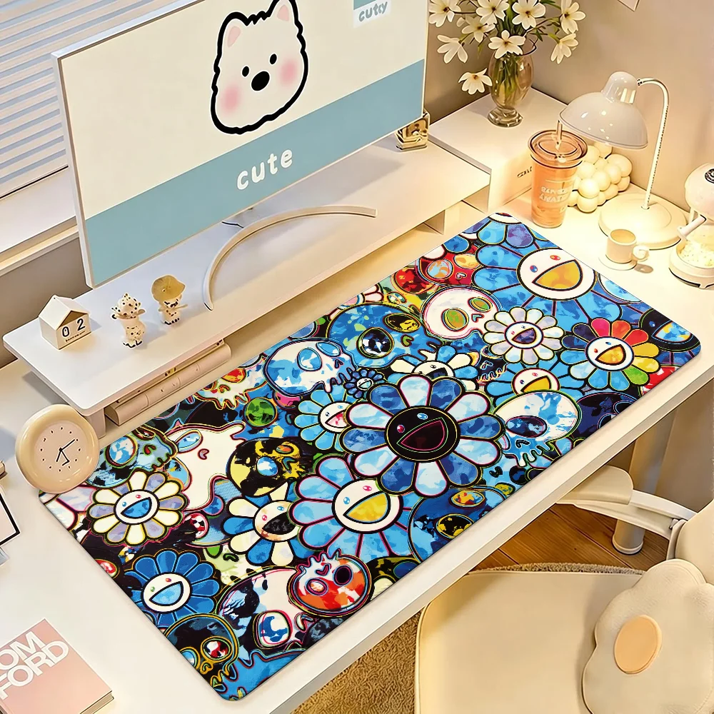 Artist T-Takashi M-Murakami Mouse Pad Large Non-Slip Waterproof Mat Stitched Edge Keyboard Pad for Gaming Daily Office